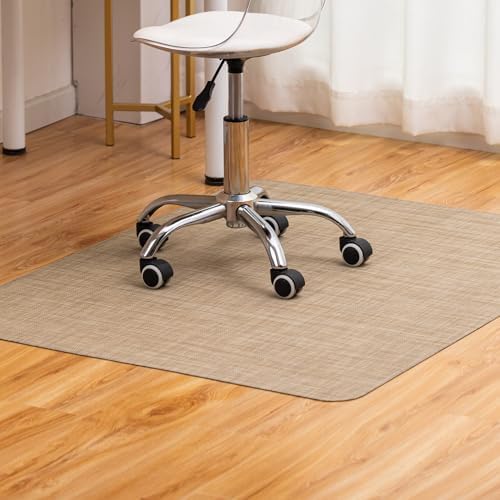 BARoyal Office Chair Mat for Hardwood Floor Under Desk Computer Rolling Chair Mat for Wood/Tile Floor Non-Slip Heavy Duty Desk Rug PVC Plastic Hard Floor Protector 45" x 53"(Linen)