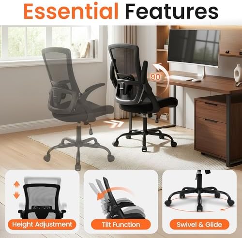 NEO CHAIR Office Desk Mesh Chair with Adjustable Ergonomic Lumbar, Black