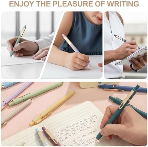 Linbsunne Gel Pens Black Ink Pens for Office 0.5mm Fine Point Pen Smooth Writing Retractable (Morandi-10 pcs)