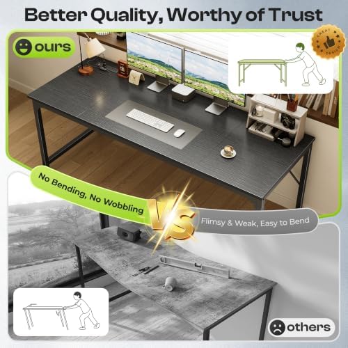 PRAISUN 70 x 24 Inch Computer Desk with Power Outlets & USB-C, Black
