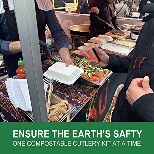 Bamboo Utensils Disposable - 100 PK (6.7" 50 Forks 25 spoons 25 Knives) Disposable Bamboo Cutlery Travel Set Compostable Fork Spoon Knife 100% Biodegradable Natural for Camping/Wedding