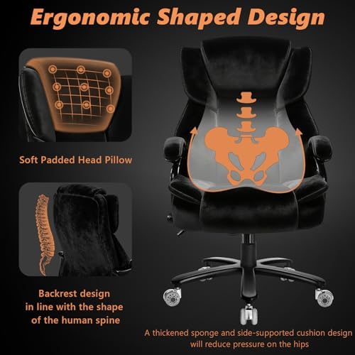 Indulgear 500lbs Fabric Big and Tall Office Chair,500lbs Heavy Duty Office Chair for Heavy People, High Back Executive Computer Chair with Adjustable Lumbar Support, Dual Rubber Wheel