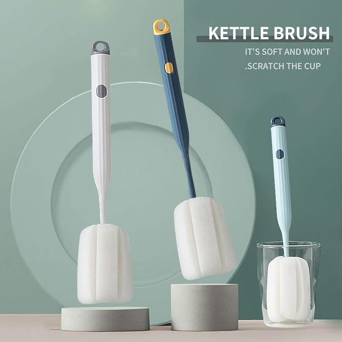 Bottle Soft Brush -2Pcs Sponge Bottle Brush Soft and Easy to Clean, Baby Bottle Sponge Brush Can Effectively Remove The Stain Residue On The Bottom of The Cup (White)