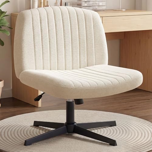 Orange Factory Criss Cross Chair, Wide Fabric Vanity Seat, Beige No Wheel