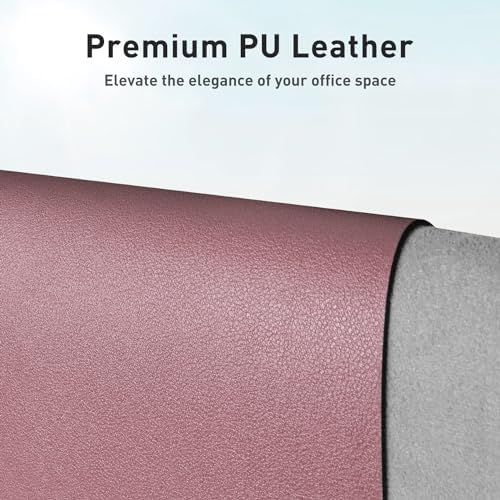 Aothia Faux Leather Desk Mat - Non-Slip PU Leather Desk Blotter, Waterproof Writing Surface, Large Desk Pad for Office & Home (Dark Pink, 55" x 17")