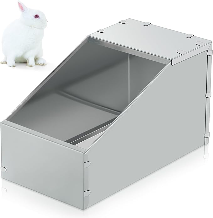 Maxcheck 1 Pcs Galvanized Metal Rabbit Nesting Box Bunny Small Animal Nest with Removable Acrylic Floor Durable Easy to Clean for Indoor Outdoor Use Rabbit Supplies (16 * 11.5 * 11.5 Inch)