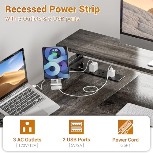 Aheaplus L Shaped Desk with File Drawer, Reversible L Shaped Gaming Desk
