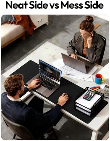 YSAGi Leather Desk Protector, Office Mat, Large Mouse Mat, Non-Slip PU Leather Blotter, Laptop Desk Pad, Waterproof Writing Pad for Office and Home (Black, 47.2" x 23.6")
