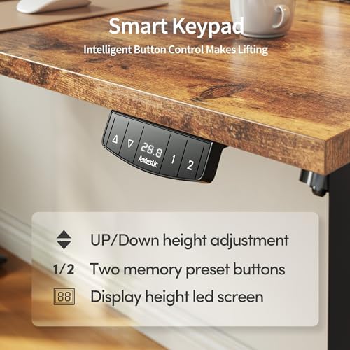Agilestic 60*24 Inch Height Adjustable Electric Standing Desk, Rustic Brown