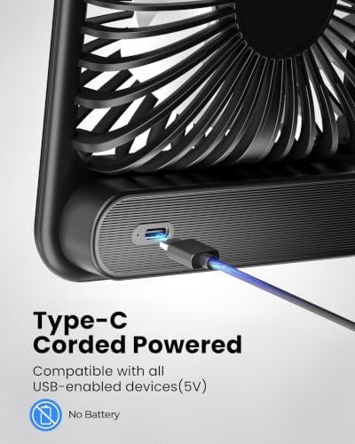 Koonie USB Desk Fan, Strong Wind Ultra Quiet Small Mini Fan