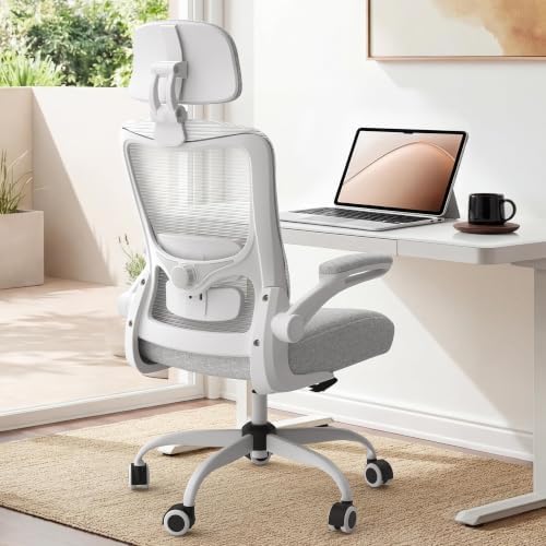 Ergonomic Office Chair for Long Hours, Adjustable Padded Lumbar Support for Lower Back Relief, 330 lb Capacity, Comfortable Computer Desk Chair for Home Office, Work & Study