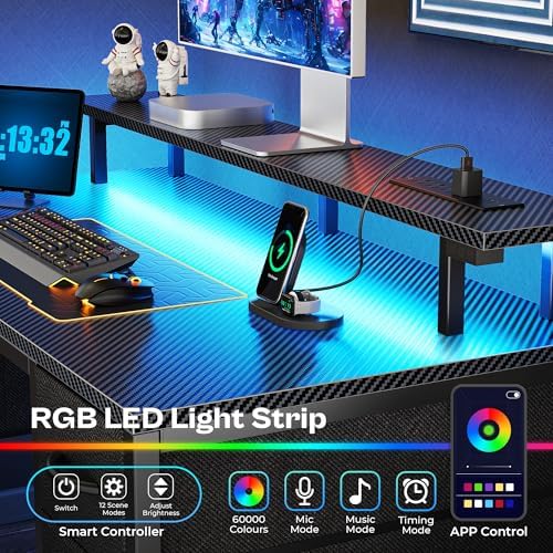 Huuger 47 inch Computer Desk with Power Outlets & 4 Drawers