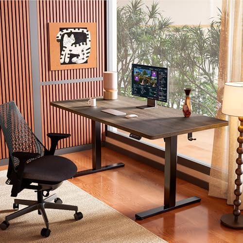 ErGear Height Adjustable Electric Standing Desk, 40 x 24 Inches Sit Stand up Desk, Memory Computer Home Office Desk, Dark Walnut