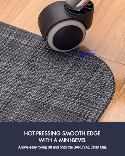 Baroyal Office Chair Mat for Hardwood Floor Under Desk Computer Rolling Chair Mat for Wood/Tile Floor Non-Slip Heavy Duty Desk Rug PVC Plastic Hard Floor Protector 36" x 48" (Cool Grey)