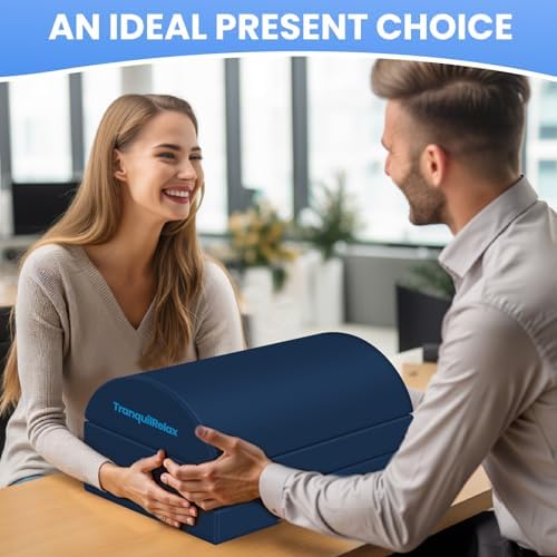 TranquilRelax Foot Rest Under Desk, 3-Height Adjustable Foot Stool, Blue
