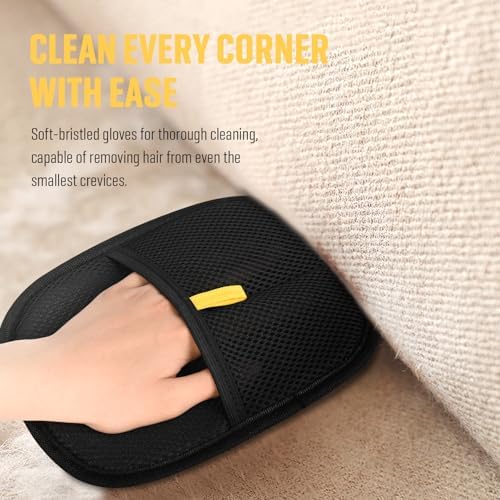 Furry Pet Hair Remover Electrostatic Reusable Grooming Gloves Bunny Ferret Squirrel Hair Remover for Couch Furniture, Carpet, Seat Upgraded Furry Animal Removal Grooming Tool (2)