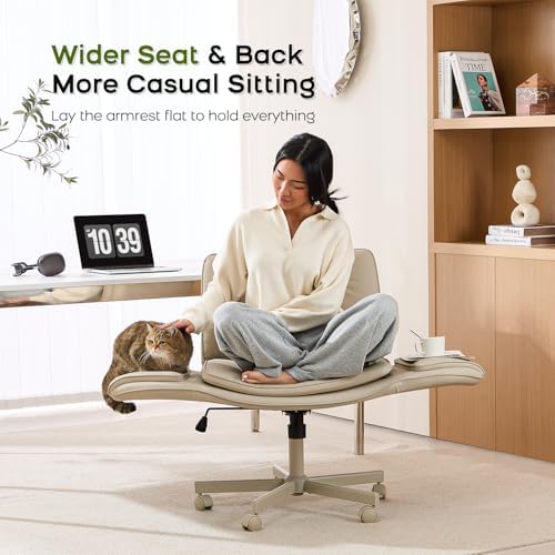 amseatec Criss Cross Office Chair, Swivel Makeup Vanity Chair with Wheels