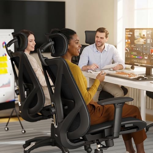 ELABEST Mesh Office Chair,Ergonomic Computer Desk Chair,Sturdy Task Chair- Adjustable Lumbar Support & Armrests,Tilt Function,Comfort Wide Seat,Swivel Home Office Chair (Onyx)