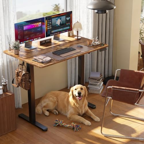 Claiks Electric Height Adjustable Standing Desk, 35x20 Inch, Rustic Brown