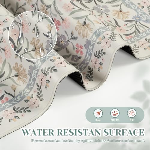 iCasso Aesthetic Mouse pad,23.6x13.7 Desk Pad Mat, Gray Floral
