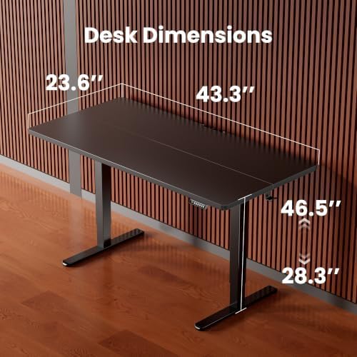 ErGear Height Adjustable Electric Standing Desk, 44 x 24 Inches Sit Stand up Desk, Memory Computer Home Office Desk, Black