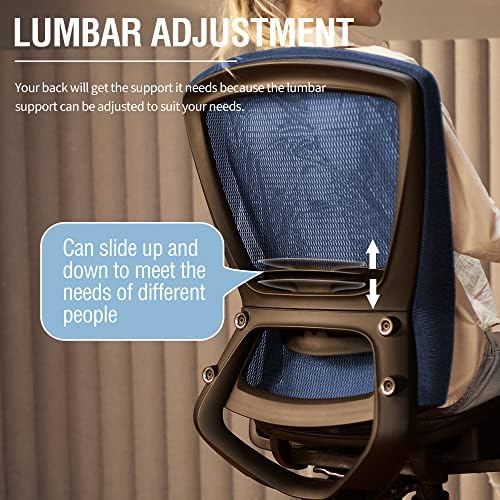 ELABEST Mesh Office Chair,Ergonomic Computer Desk Chair,Sturdy Task Chair- Adjustable Lumbar Support & Armrests,Tilt Function,Comfort Wide Seat,Swivel Home Office Chair (Blue)