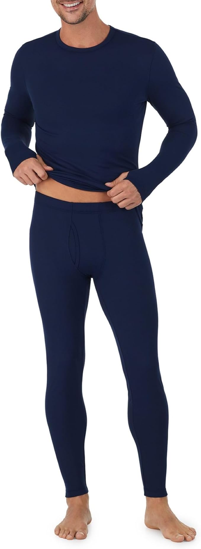 Cuddl Duds Mens Heavyweight Cold Weather Fleece Lined Thermal Set – Long Sleeve Shirt & Leggings – Lounge Sets for Men