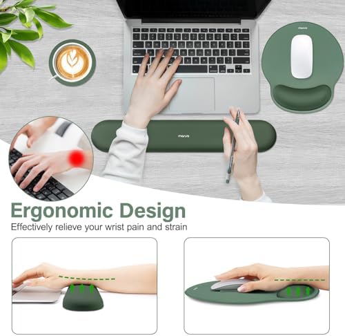 MOSISO Wrist Rest Support for Mouse Pad&Keyboard Set, Midnight Green