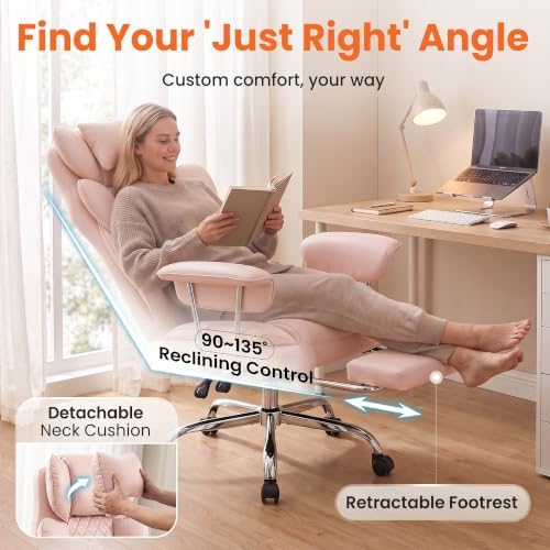 NEO CHAIR Big & Tall Leather Office Chair, High Back, Lumbar Support, Pink