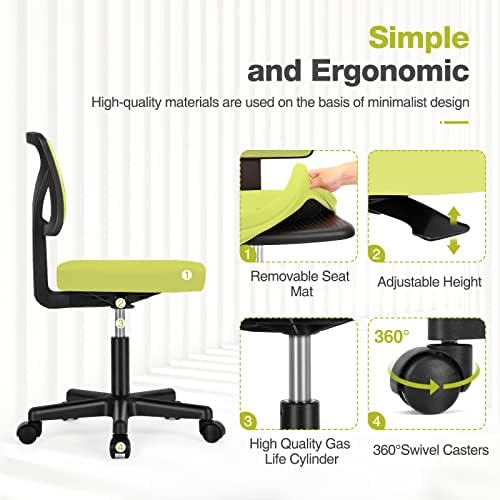 Sweetcrispy Small Armless Desk Chair, Mesh Rolling Office Chairs