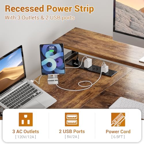 Aheaplus L Shaped Desk with File Drawer, Reversible L Shaped Gaming Desk