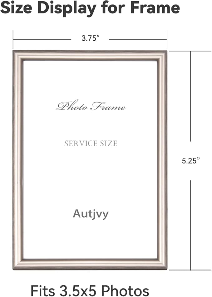3.5x5 Picture Frame Champagne Brushed Modern Simple Thin Aluminum Metal Photo Frame with HD Real Glass, Display for Tabletop and Wall Collage. (2 Pack)