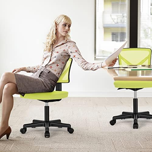 Sweetcrispy Small Armless Desk Chair, Mesh Rolling Office Chairs