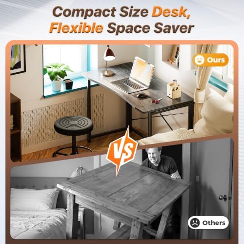 Huuger Folding Desk for Small Spaces, 39.4 Inch Foldable Computer Table
