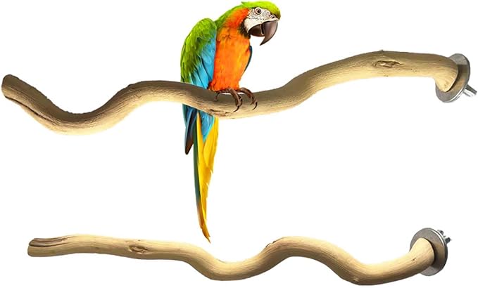 5 PCS Natural Parrot Perch Bird Stand Wooden Parrot Perch Stand Parakeet Climbing Standing Branches Toy for Small Lovebirds Budgies Cockatiels