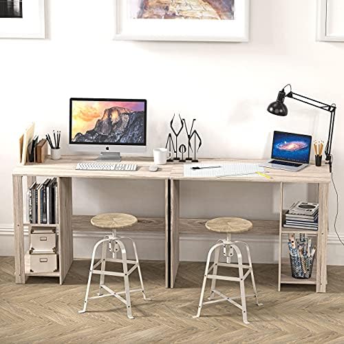 SHW 38-Inch Home Office Computer Desk with Shelves, Maple