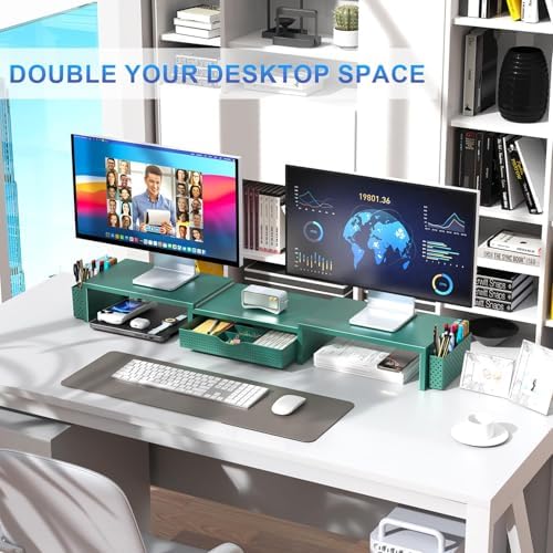 gianotter Dual Monitor Stand Riser With Drawer and 2 Pen Holders
