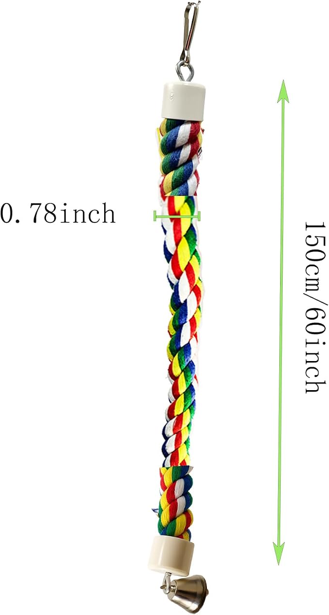 Bird Rope Perch & Birds Swing Set - Bird cage Accessories, Rope perches for Conures, Parrots,Cockatiel,Lovebird,Budgerigar,Parakeet perches for cage,Birds perches (Pack of 2)