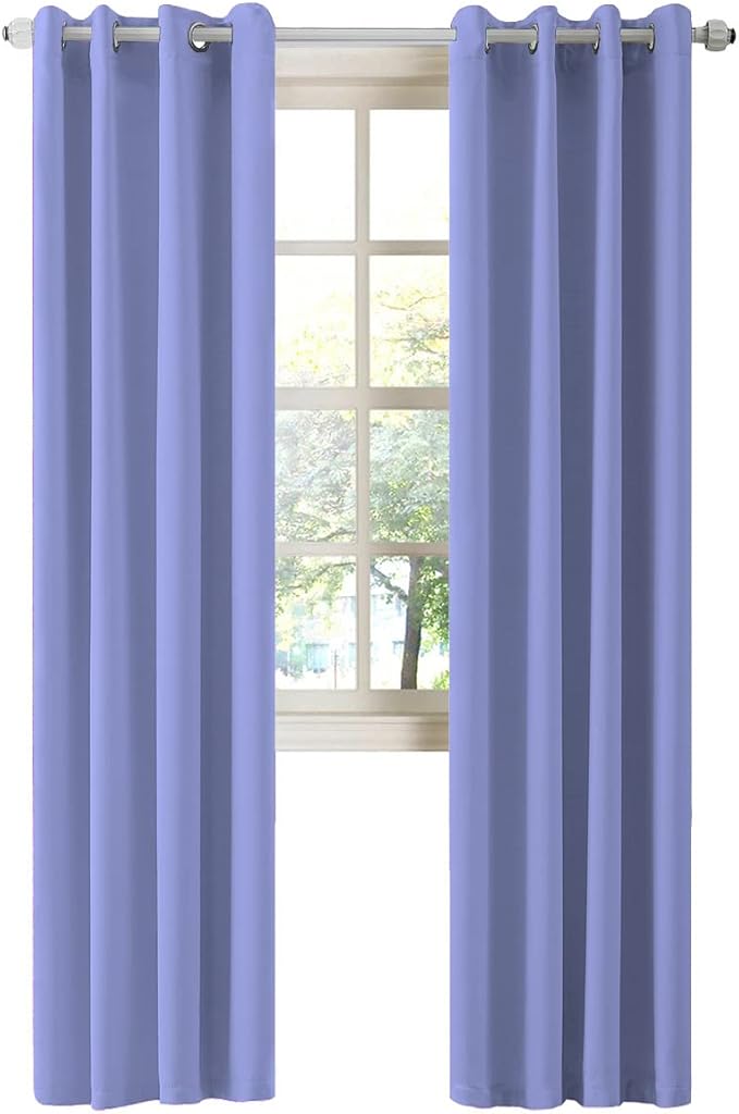 LA PALMA Thermal Insulated Blackout Darkening Grommet Living Room Curtains Window Drapes for Bedroom Pack of 2 Panels