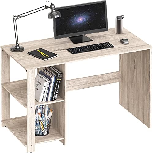 SHW 38-Inch Home Office Computer Desk with Shelves, Maple