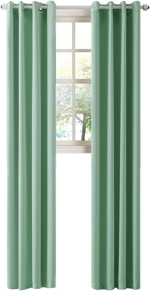 LA PALMA Thermal Insulated Blackout Darkening Grommet Living Room Curtains Window Drapes for Bedroom Pack of 2 Panels