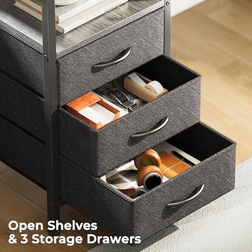Huuger L Shaped Office Desk with Power Outlets & 3 Drawers