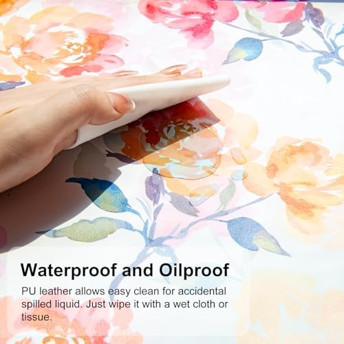 QiyI PU Leather Large Mouse Pad, Office Desk Mat, 31.5" x 11.8", Peonies
