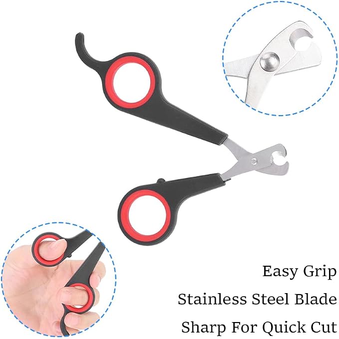 Tiiyee Cat Nail Clipper, Pet Nail Trimmers Bird Claw Scissors Stainless Steel Parrot Cage Essential Grooming Tool for Small Animals Ferrets Bunny Kitten Hamsters Rabbit Puppy Precision Sharp Cut