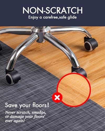 Baroyal Office Chair Mat for Hardwood Floor Under Desk Computer Rolling Chair Mat for Wood/Tile Floor Non-Slip Heavy Duty Desk Rug PVC Plastic Hard Floor Protector 48" x 60" (Cool Grey)