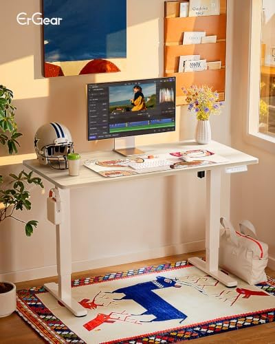 ErGear Height Adjustable Electric Standing Desk, 40 x 24 Inches Sit Stand up Desk, Memory Computer Home Office Desk, Natural