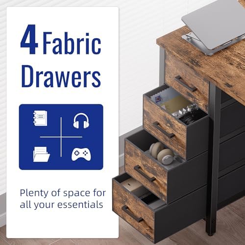 Pamray 32 Inch Computer Desk with 4 Drawers Small Office Desk for Home Bedroom Study Writing Simple Modern Computer Table Vintage