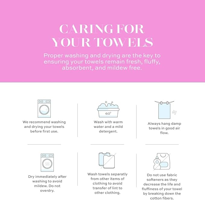 CASA COPENHAGEN White Bay, 6 Pieces Towel Set- White with Beige and Grey Violet Border, 600 GSM, 2Bath, 2Hand, 2Washcloths Egyptian Cotton Towel for Hotel Spa Kitchen Bathroom Kitchen & Shower