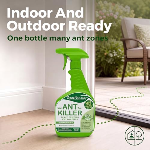 Ant Killer – Indoor & Outdoor Ant Killer Spray for Carpenter, Pavement & Little Black Ants – Peppermint Oil Ant Spray & Ant Repellent for Home – Safe Around Kids & Pets (16oz)