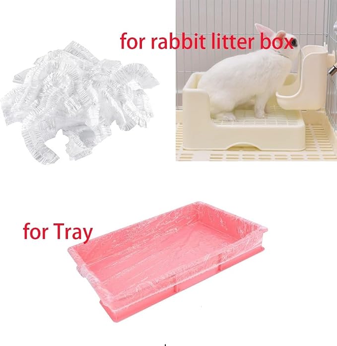 50 Pcs Disposable Rabbit Cage Liner Quick Cleanup Litter Box Liners Bags | Leak-Proof Toilet Plastic Film, Elastic Pocket Mouth for Small Animals Guinea Pig Bird Bunny Potty Bedding Stuff
